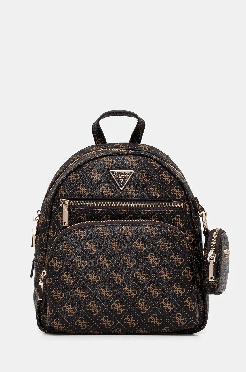 

Раница Guess в черно малък размер с десен HWQG90 06320, Кафяв