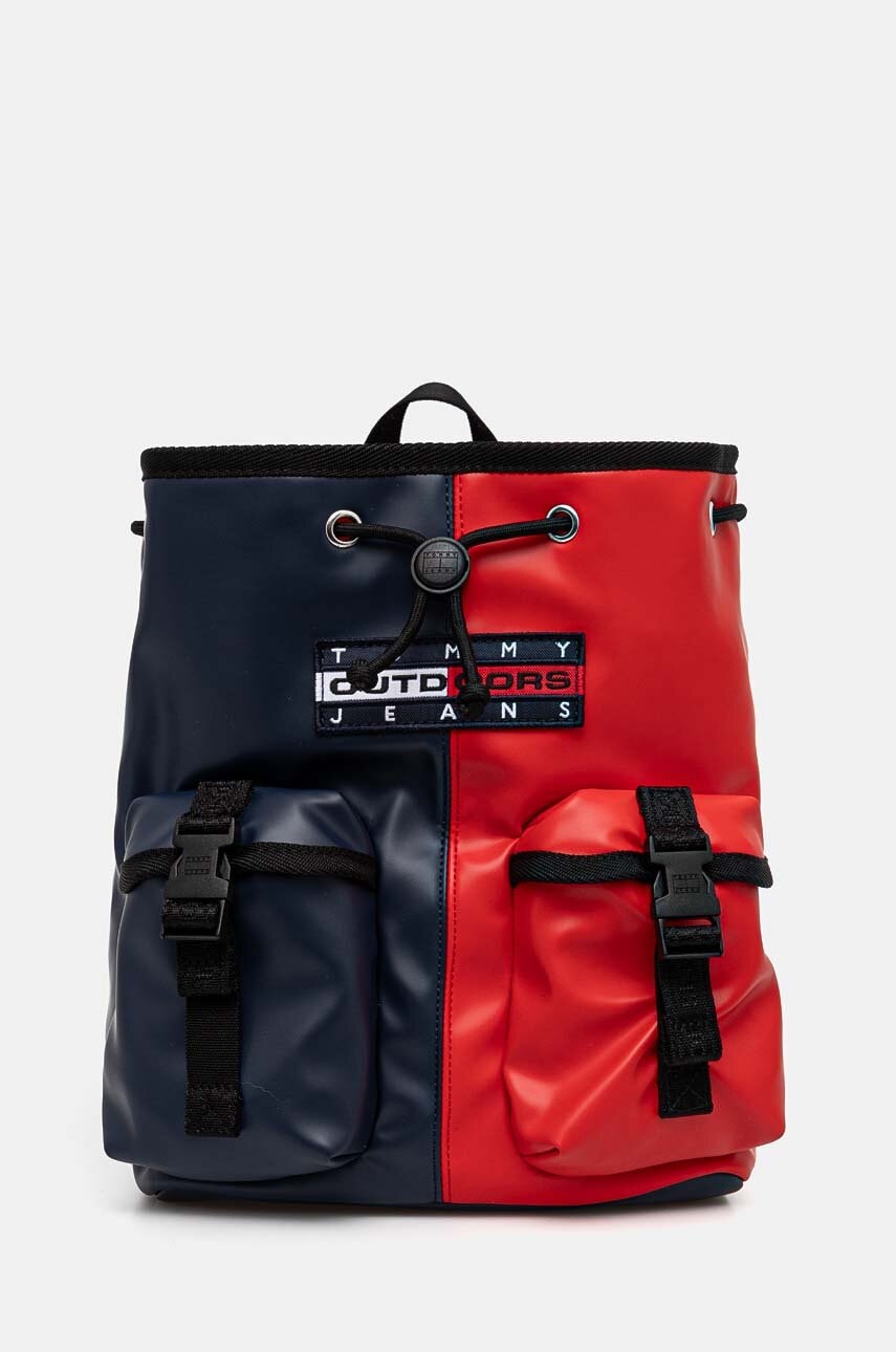 Tommy Jeans rucsac femei, culoarea albastru marin, mic, cu imprimeu, AW0AW16279 Tommy Jeans rucsac femei, culoarea albastru marin, mic, cu imprimeu, AW0AW16279