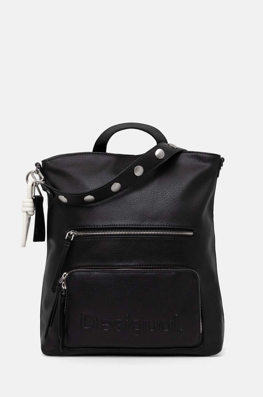 Desigual rucsac HALF LOGO FW24 PRETO femei, culoarea negru, mare, neted, 24WAKP03
