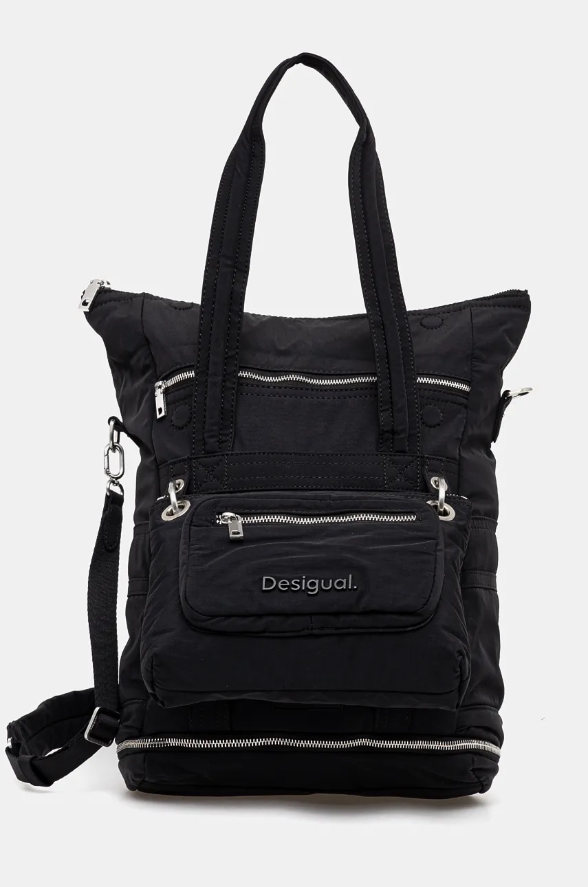 Desigual rucsac BASIC MODULAR VOYAGE femei, culoarea negru, mare, neted, 24WAKY08 Desigual rucsac BASIC MODULAR VOYAGE femei, culoarea negru, mare, neted, 24WAKY08