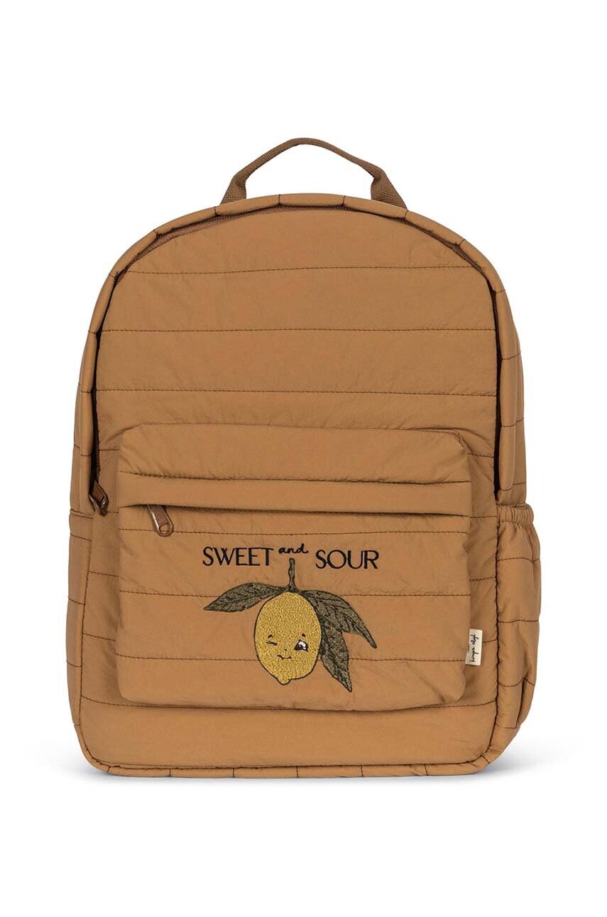 Konges Sløjd ghiozdan copii JUNO QUILTED BACKPACK MIDI culoarea maro, mare, cu imprimeu, KS101249