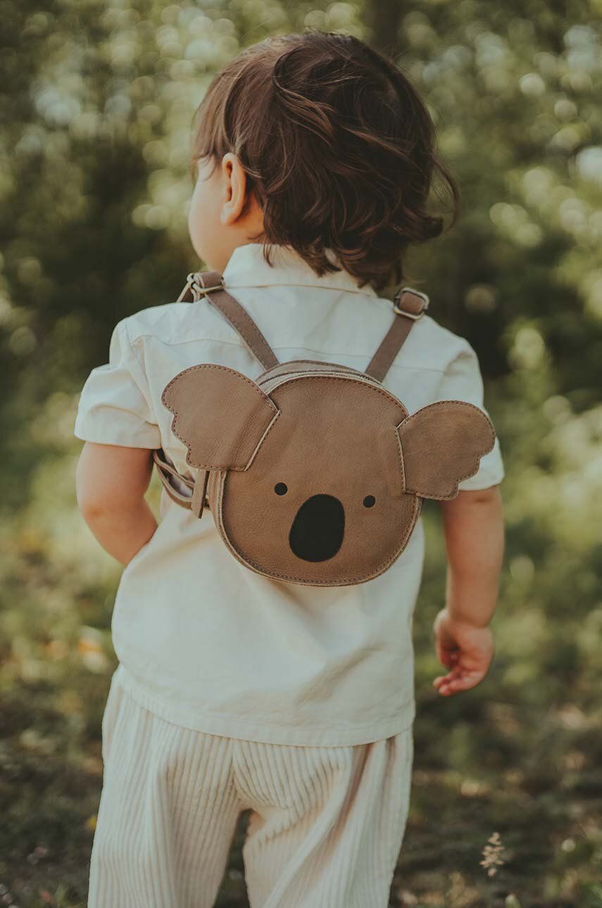 Donsje rucsac din piele pentru copii Kapi Classic Backpack Koala culoarea bej, mic, neted, 5005006