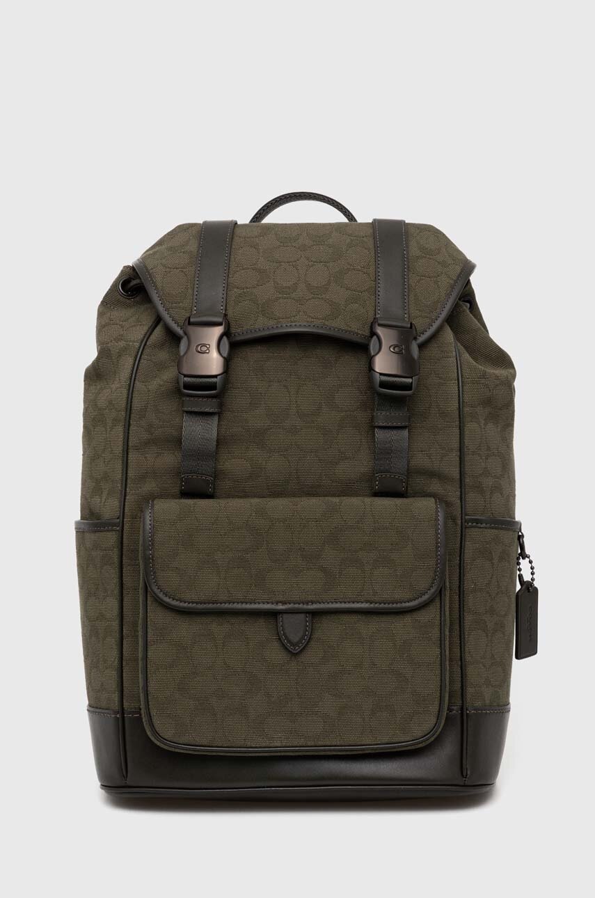 Coach rucsac barbati, culoarea verde, mare, neted, CU070