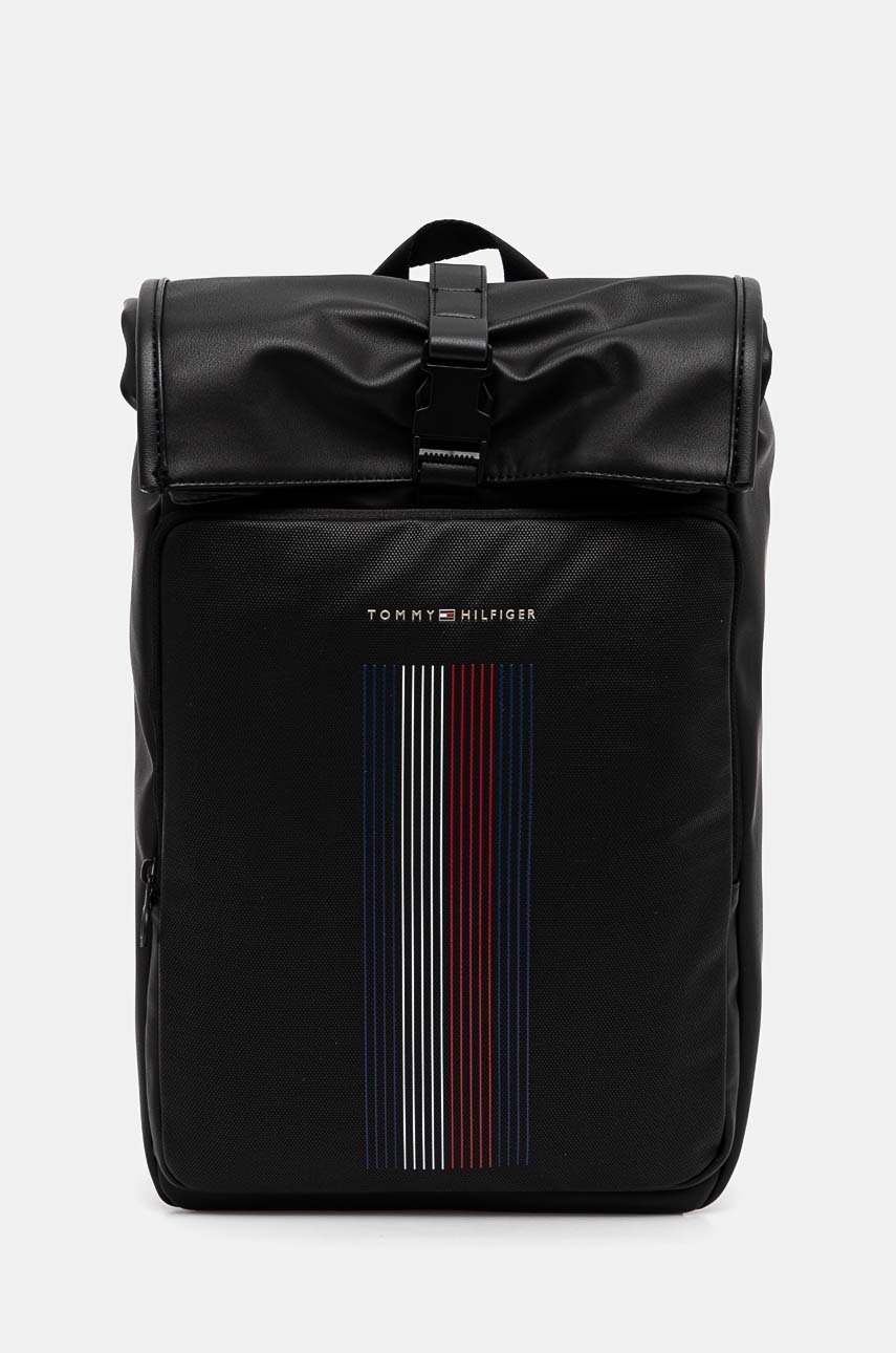

Раница Tommy Hilfiger в черно голям размер с принт AM0AM12458, Черен