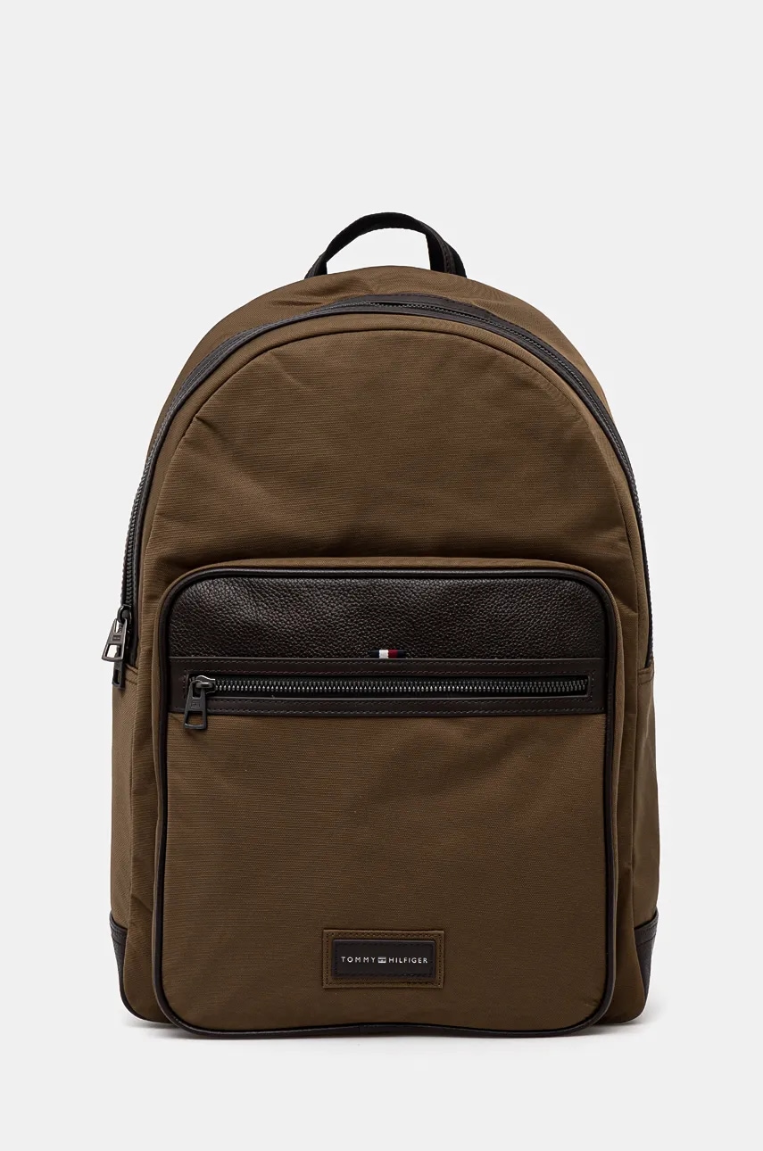 Levně Batoh Tommy Hilfiger pánský, zelená barva, velký, hladký, AM0AM12738