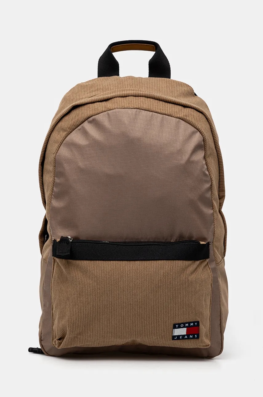 Tommy Jeans rucsac barbati, culoarea verde, mare, neted, AM0AM12619 Tommy Jeans rucsac barbati, culoarea verde, mare, neted, AM0AM12619