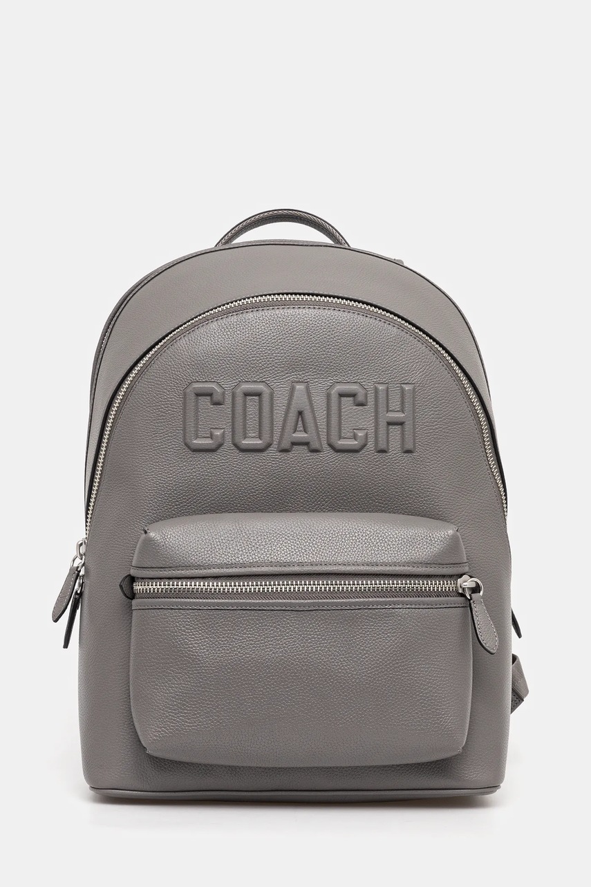 

Кожена раница Coach в сиво голям размер с изчистен дизайн CV928, Сив