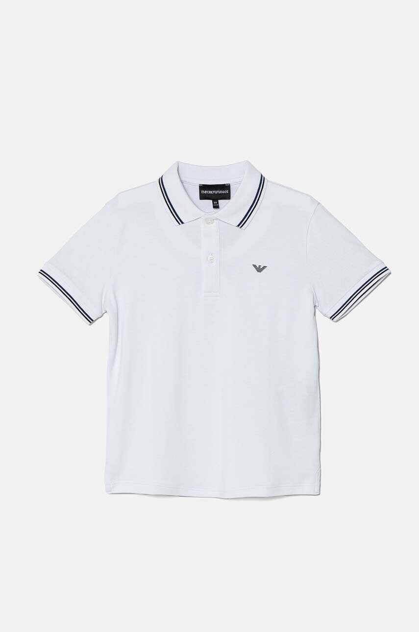 Emporio Armani tricou polo copii culoarea alb, cu imprimeu, 8N4FB3 1JPTZ
