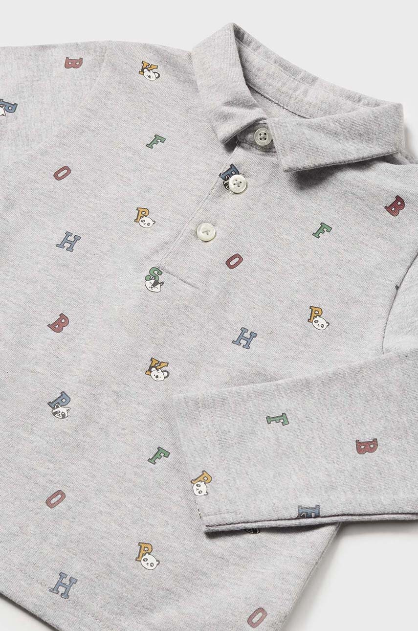 Хлопковое поло для младенцев Mayoral цвет серый узорное 2182 Хлопковое поло для младенцев Mayoral цвет серый узорное 2182