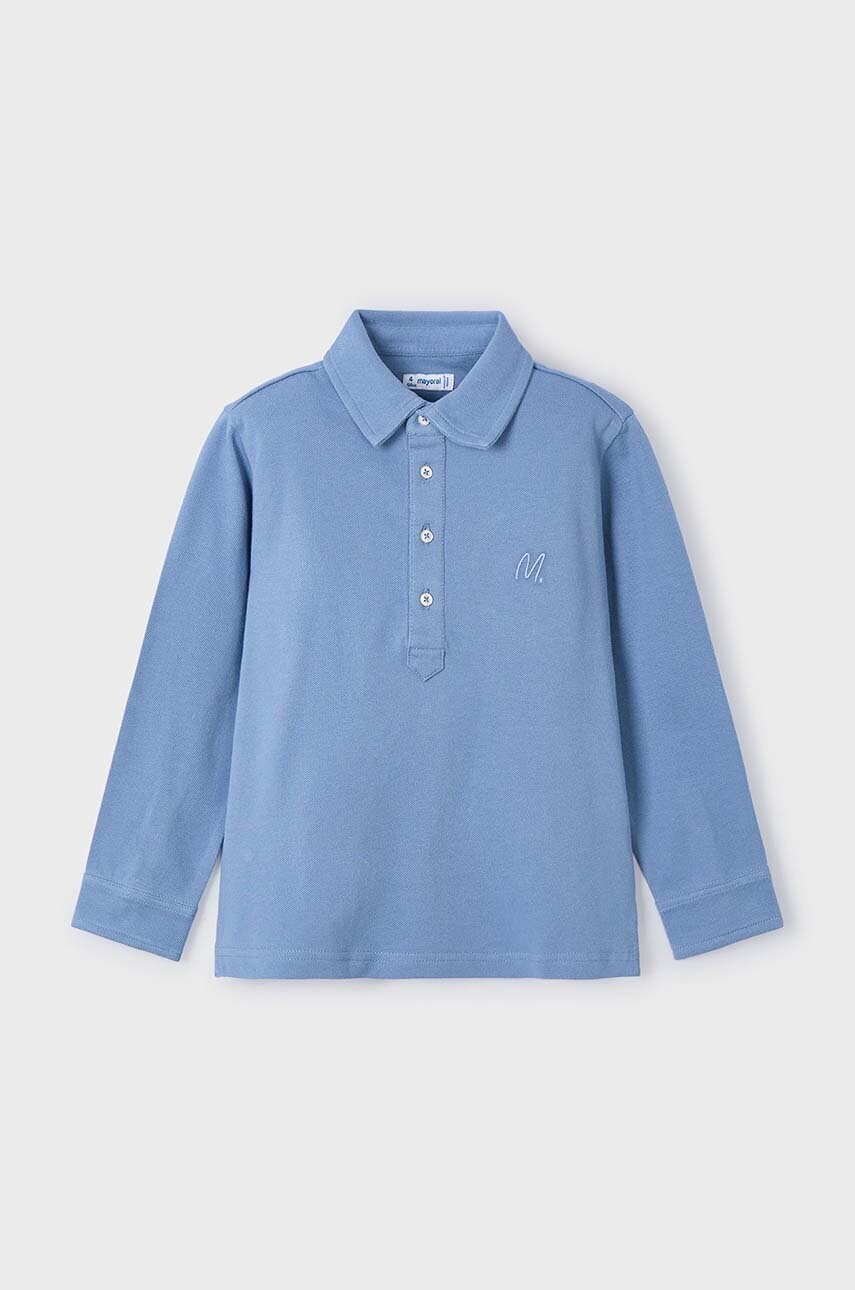 Mayoral tricouri polo din bumbac pentru copii culoarea gri, neted, 4101