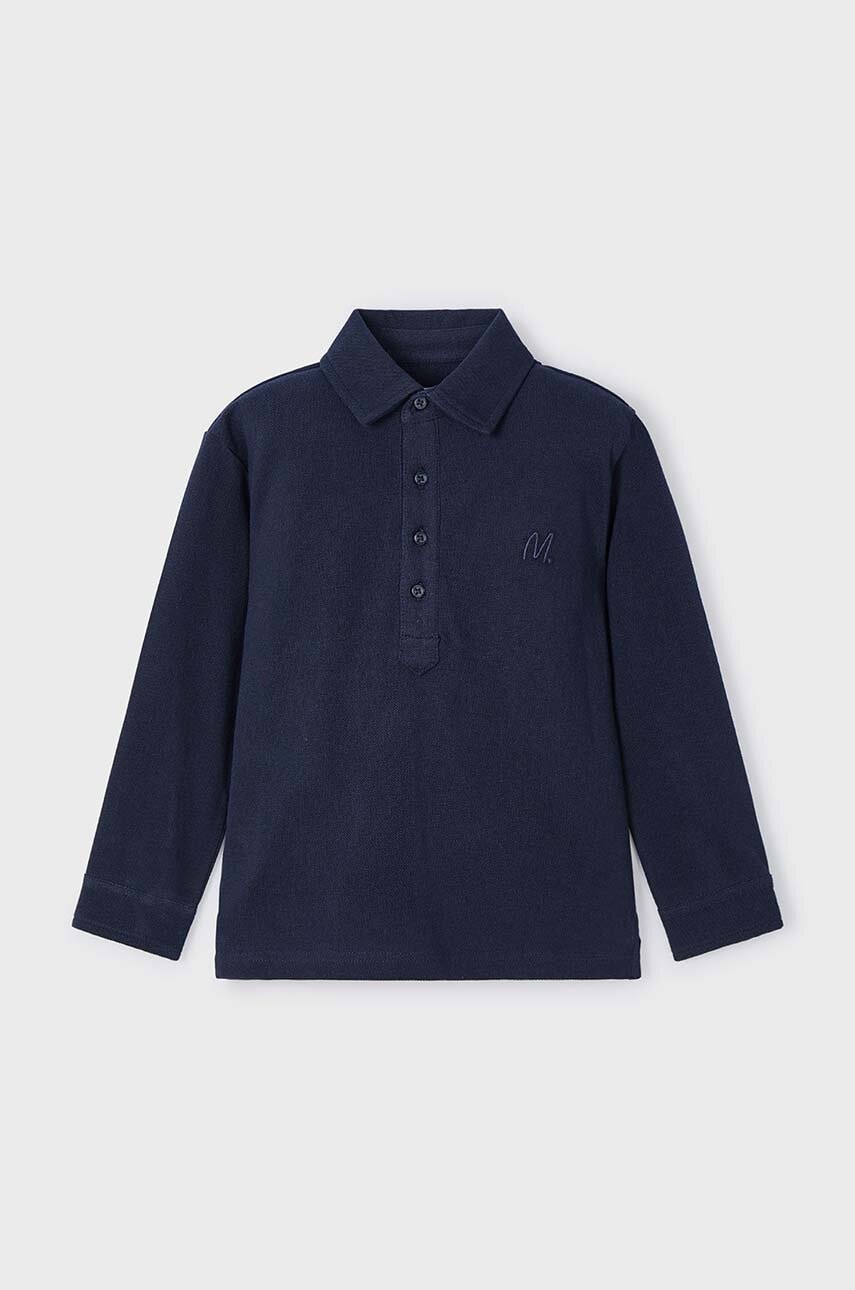 Mayoral tricouri polo din bumbac pentru copii culoarea albastru marin, neted, 4101