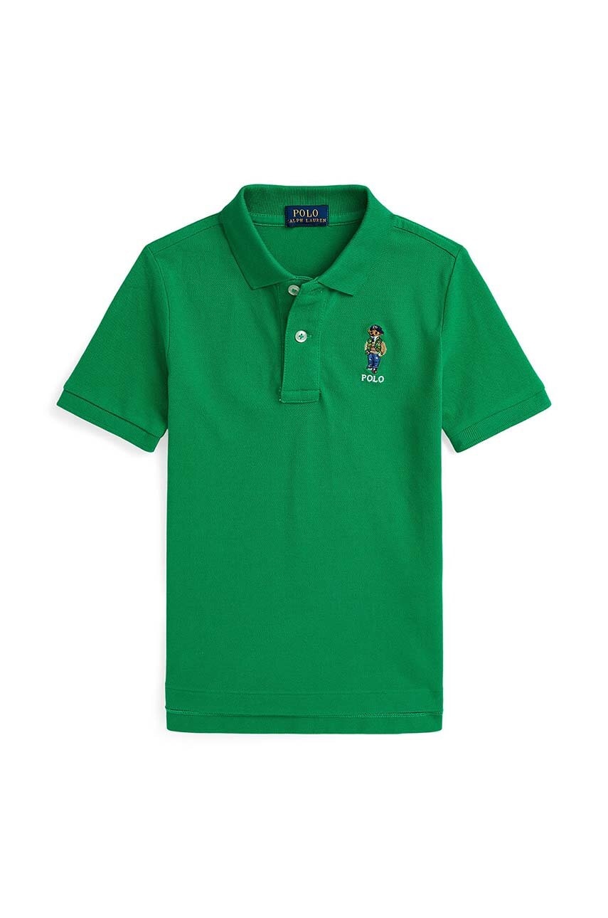 Levně Dětská bavlněná polokošile Polo Ralph Lauren zelená barva, 322952585001