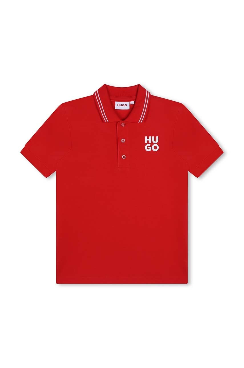 HUGO tricou polo copii culoarea rosu, cu imprimeu, G00159