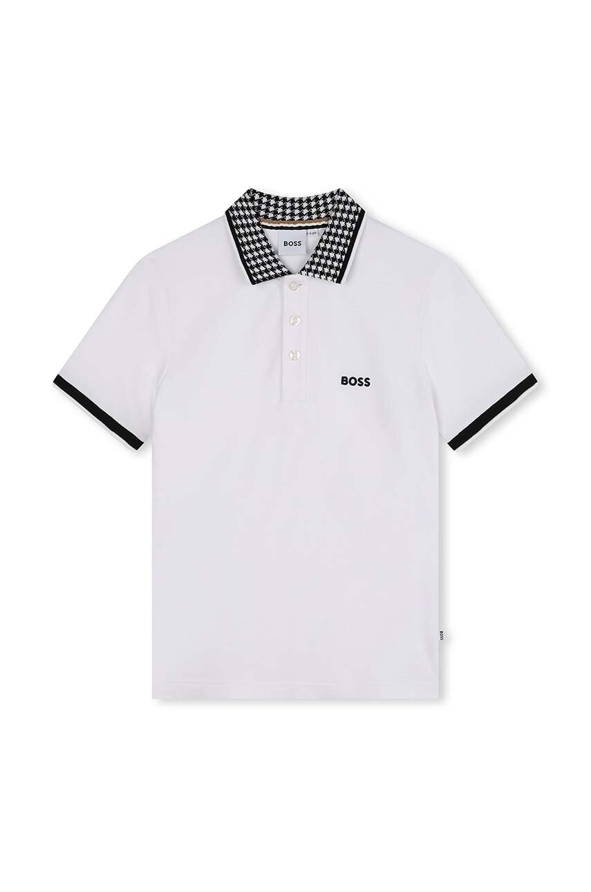BOSS tricou polo copii culoarea alb, J51177