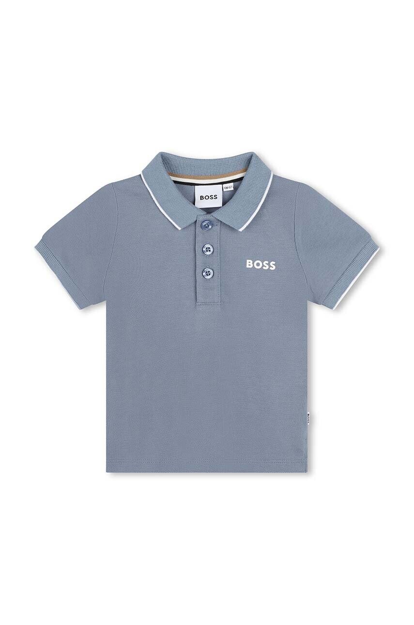 BOSS tricouri polo din bumbac pentru copii culoarea gri, neted, J51281