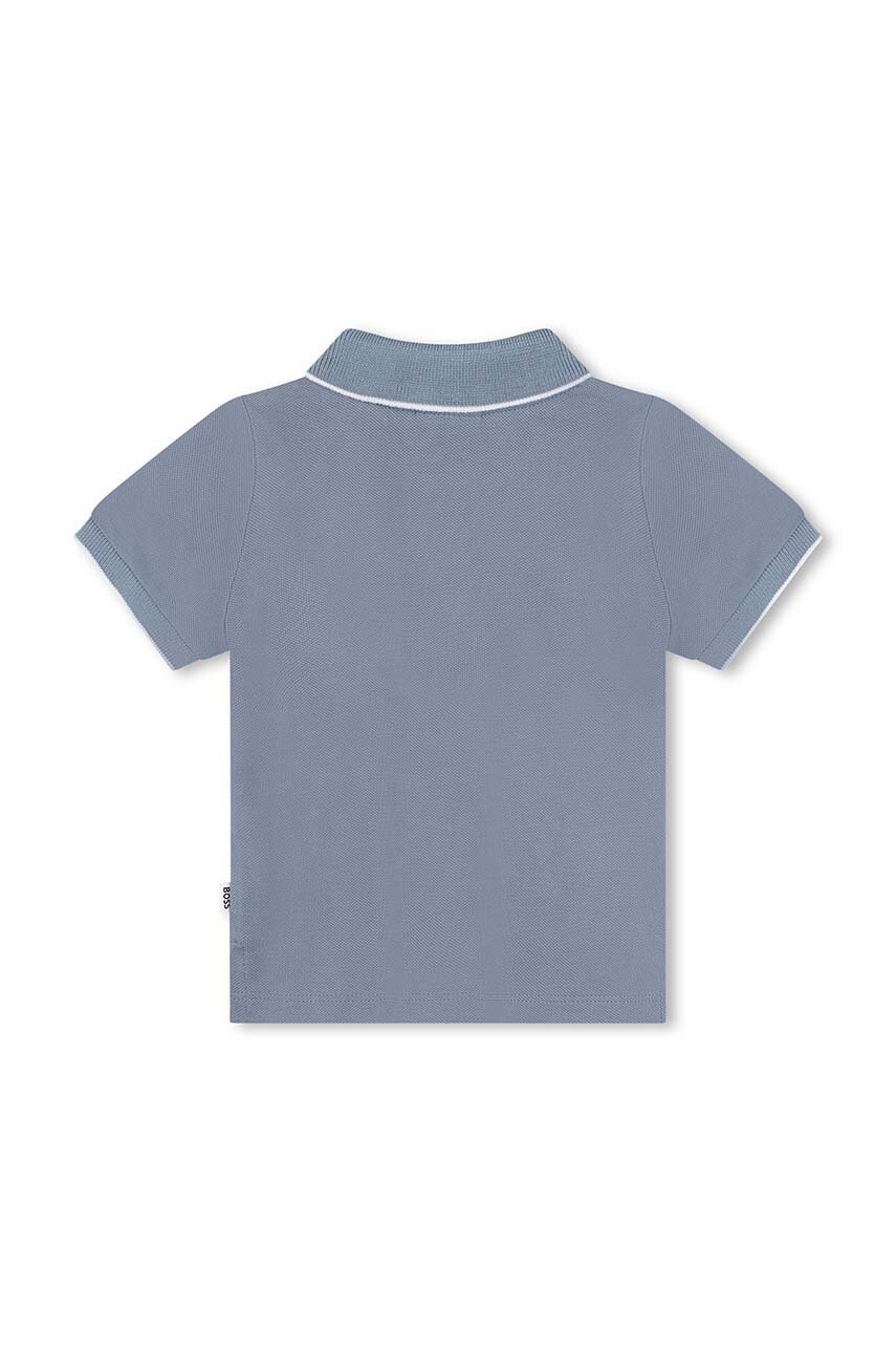 Детское хлопковое поло BOSS цвет серый однотонное J51281