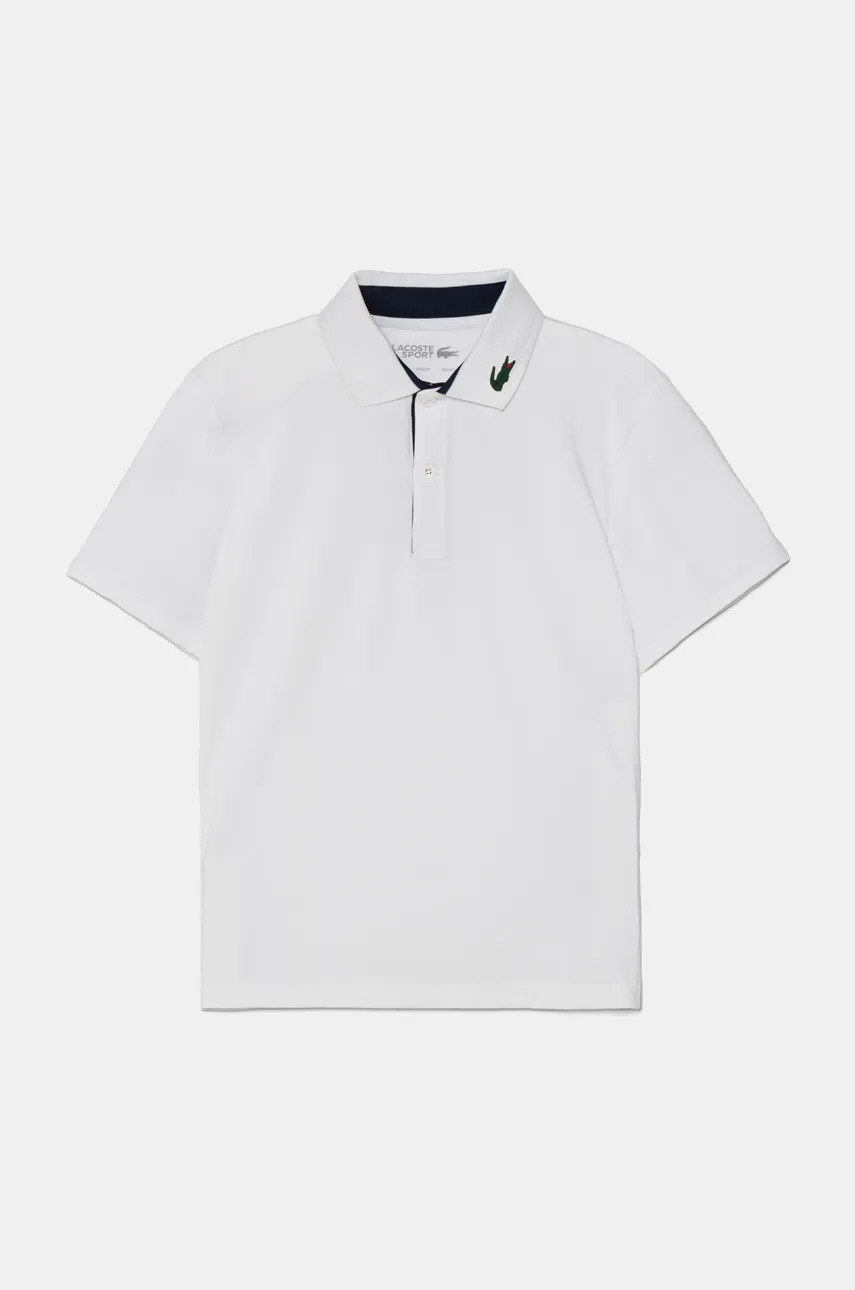 

Детска тениска с яка Lacoste в бяло с изчистен дизайн DJ7429, Бял