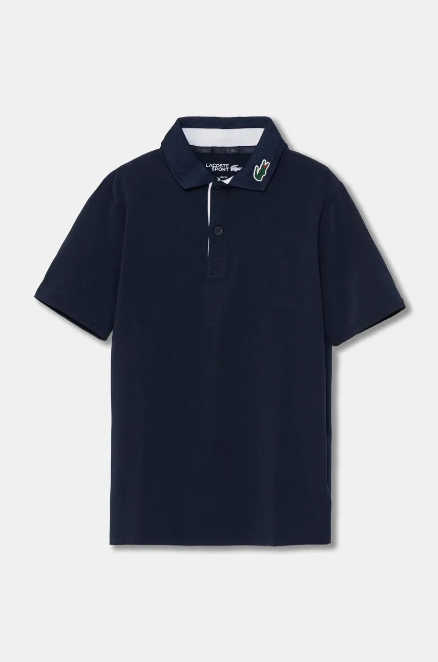 Lacoste tricou polo copii culoarea albastru marin, neted, DJ7429
