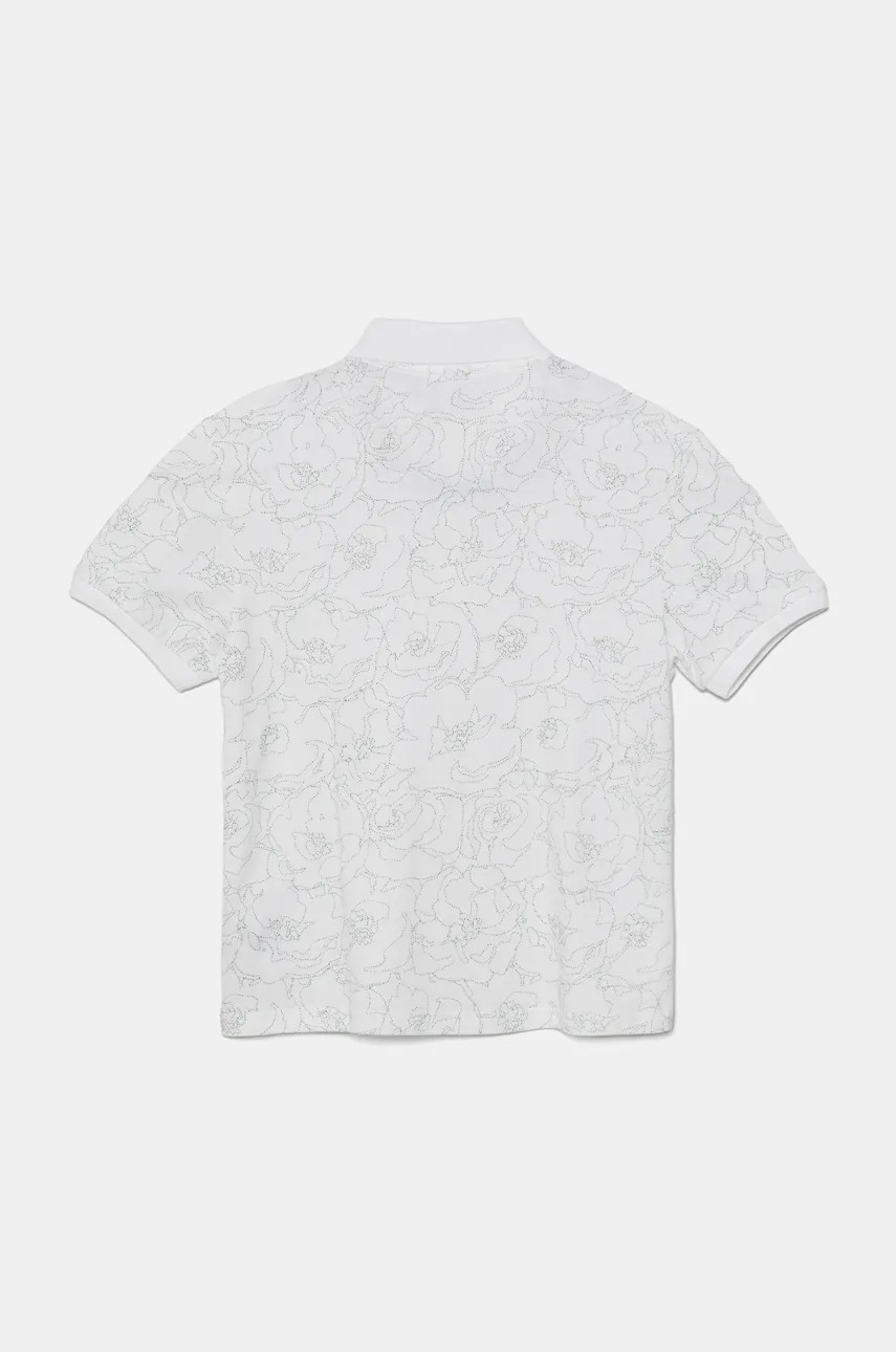 Детское хлопковое поло Lacoste цвет белый узорное PJ2613