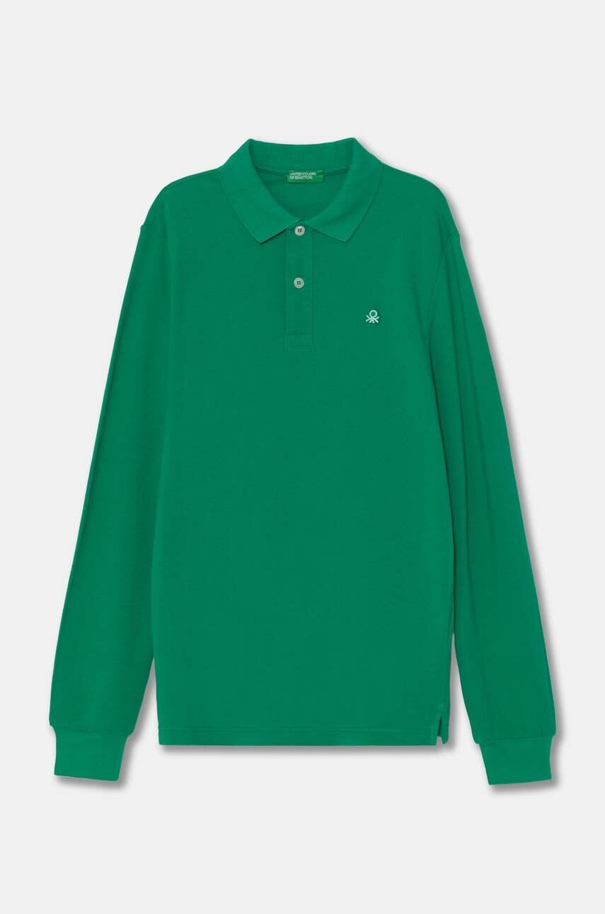 Levně Dětské bavlněné tričko s dlouhým rukávem United Colors of Benetton zelená barva, 3089C300Z