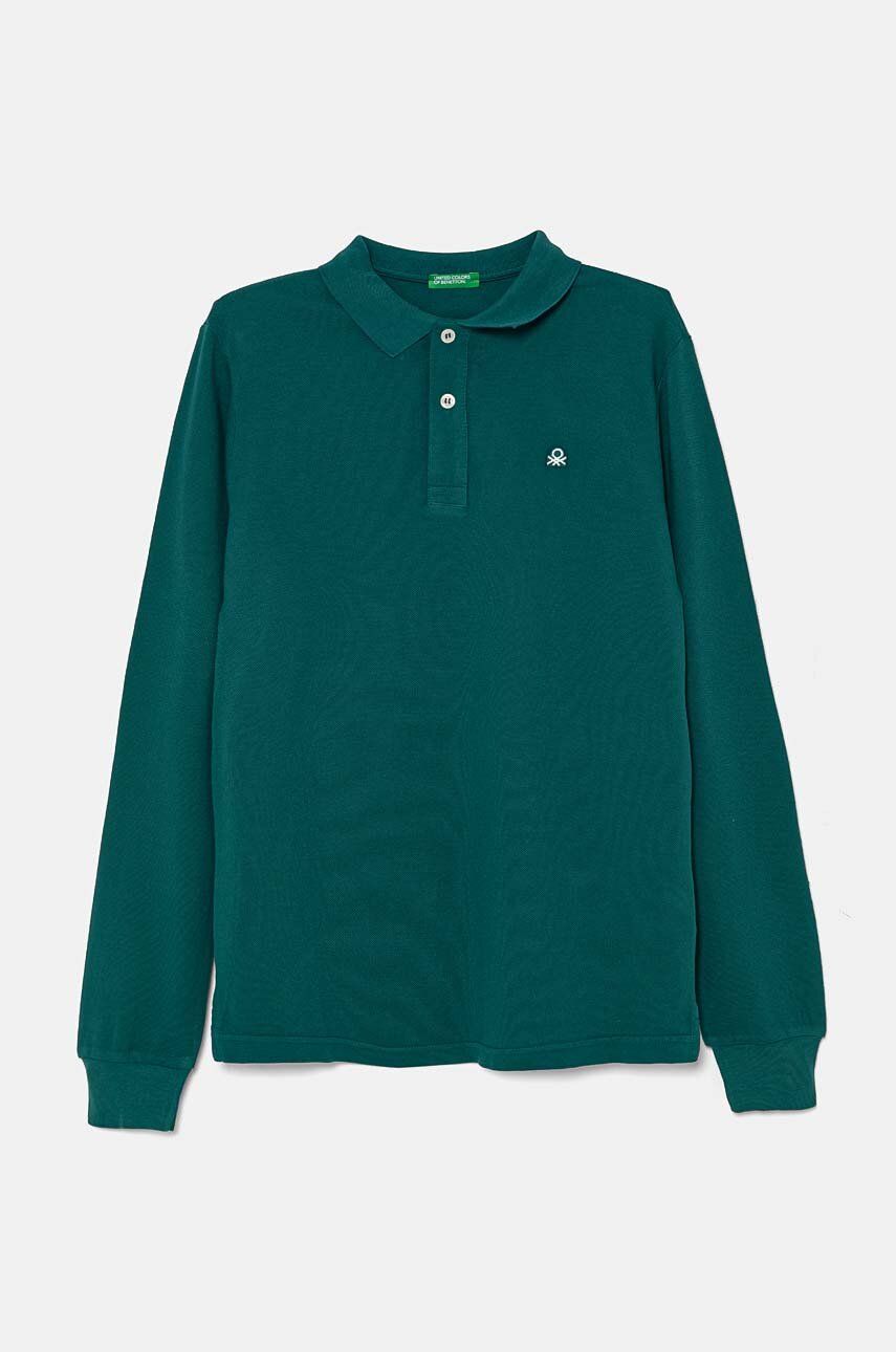 United Colors of Benetton tricou polo copii culoarea verde, neted, 3089C300Z