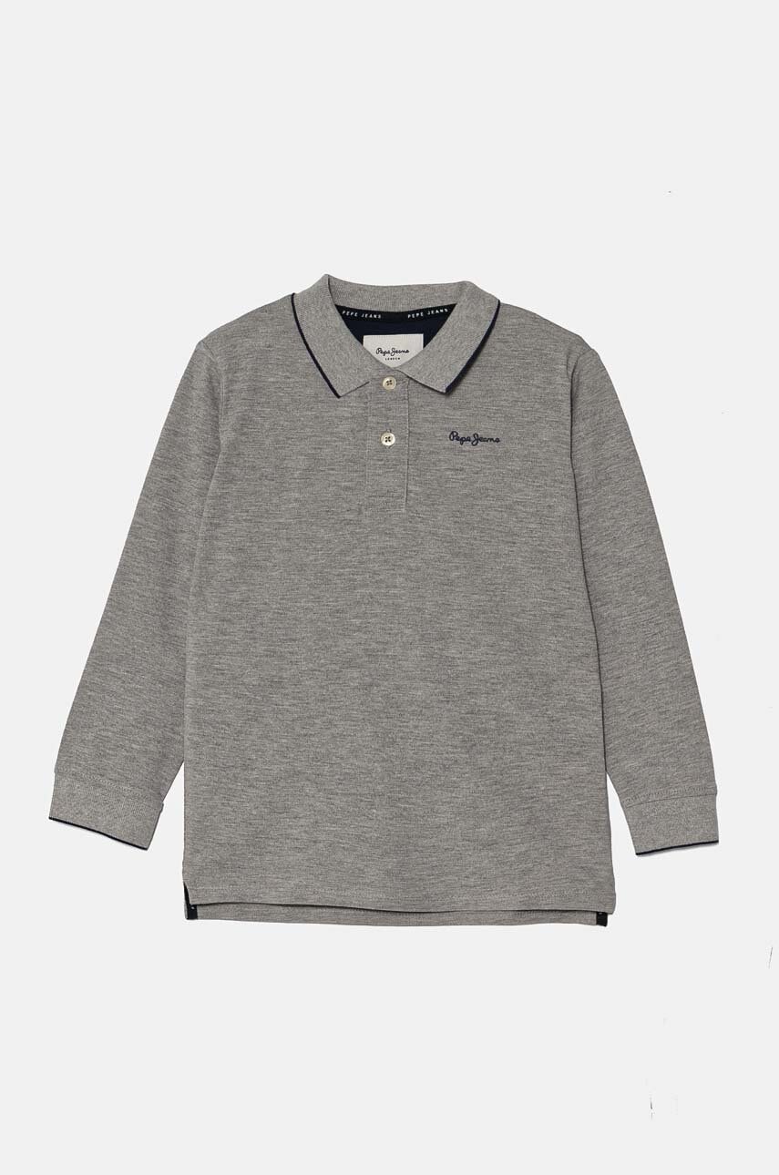 Pepe Jeans longsleeve copii NEW THOR LS culoarea gri, cu imprimeu, PB540968