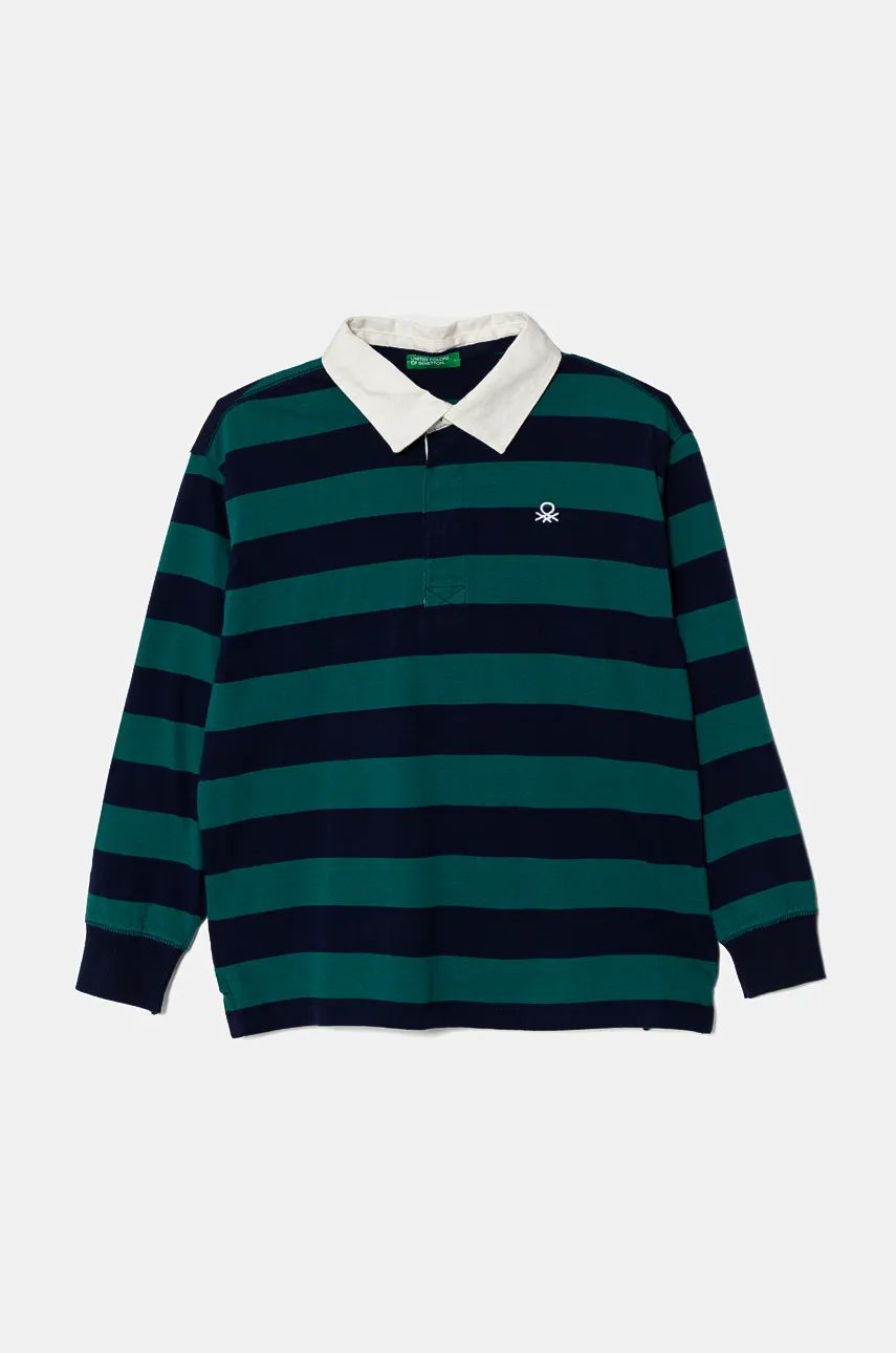 United Colors of Benetton longsleeve din bumbac pentru copii culoarea verde, modelator, 3TBXC301M