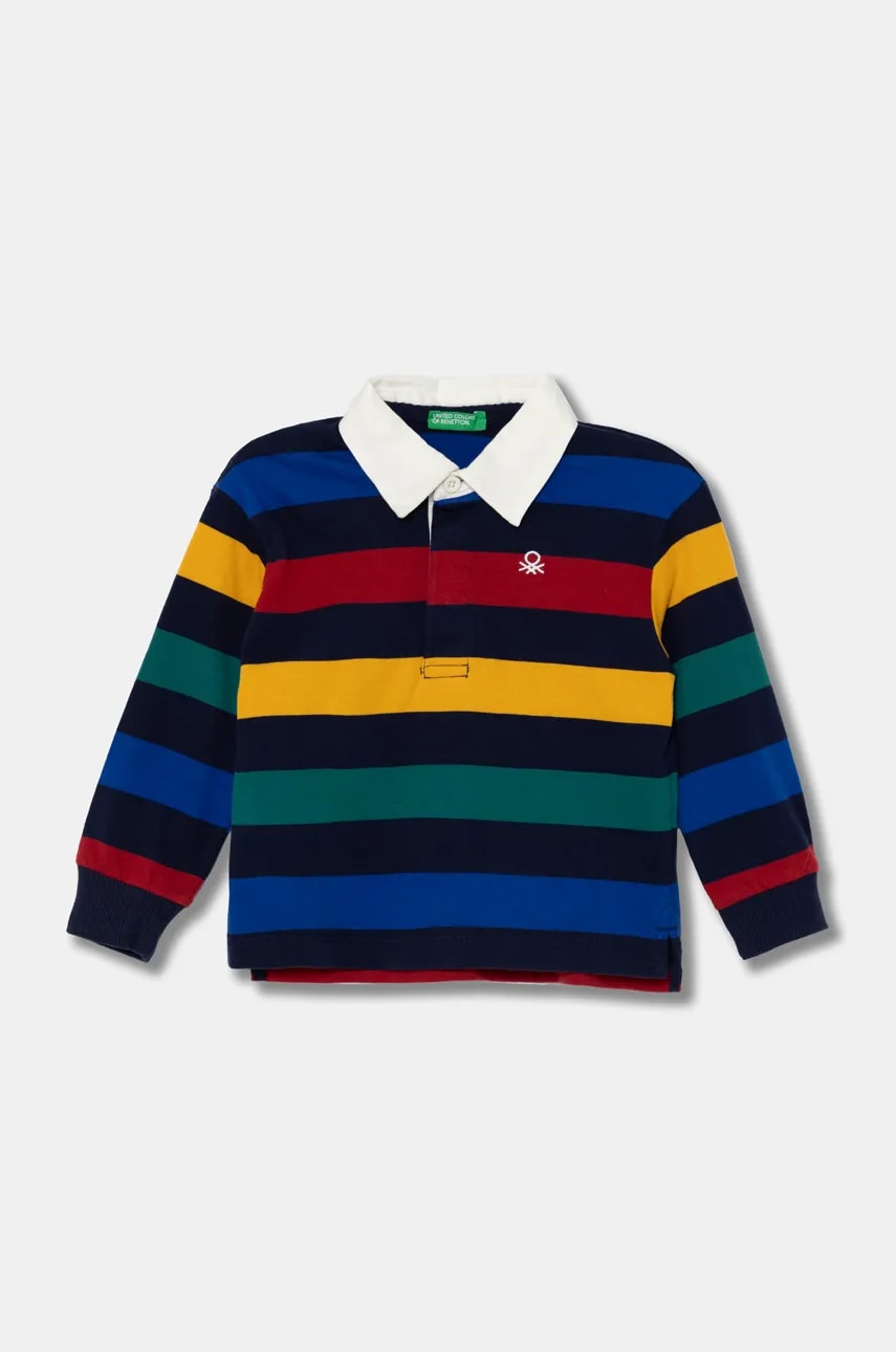 United Colors of Benetton longsleeve din bumbac pentru copii culoarea albastru marin, modelator, 3TBXG300T
