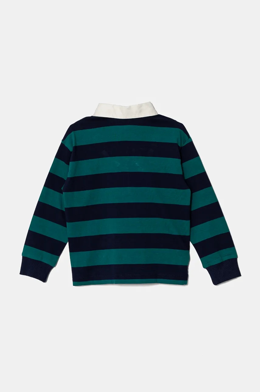 Хлопковый детский лонгслив United Colors of Benetton цвет зелёный узорный 3TBXG300T Хлопковый детский лонгслив United Colors of Benetton цвет зелёный узорный 3TBXG300T