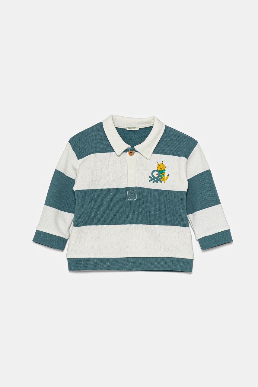 

Бебешка блуза с дълги ръкави United Colors of Benetton в зелено с десен 3RLPA3006, Тюркоазен