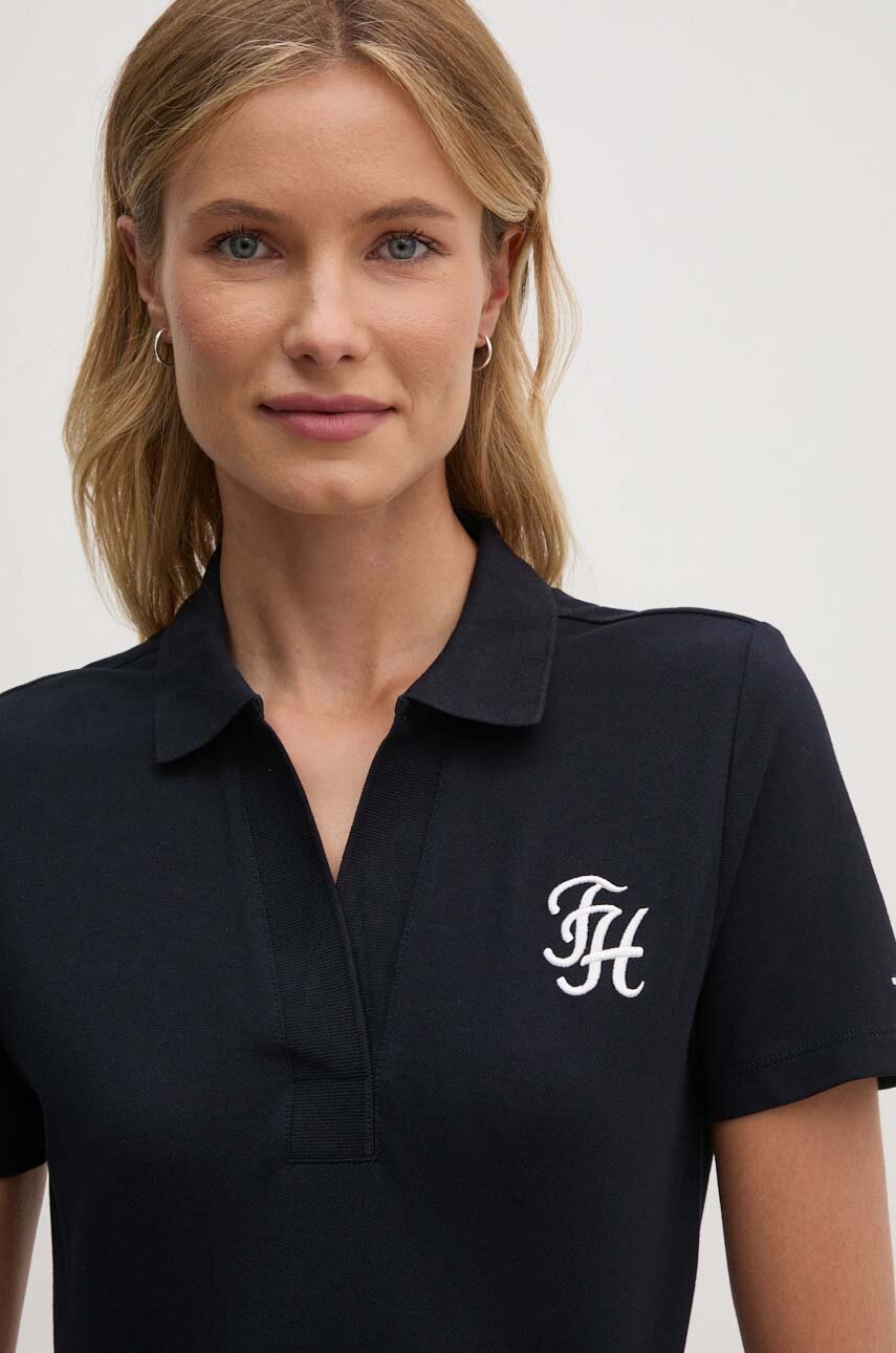 

Тениска с яка Tommy Hilfiger в тъмносиньо WW0WW42607, Тъмносин