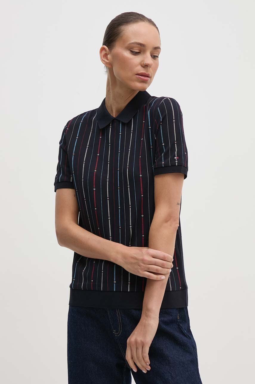 

Тениска с яка Tommy Hilfiger в тъмносиньо WW0WW42614, Тъмносин