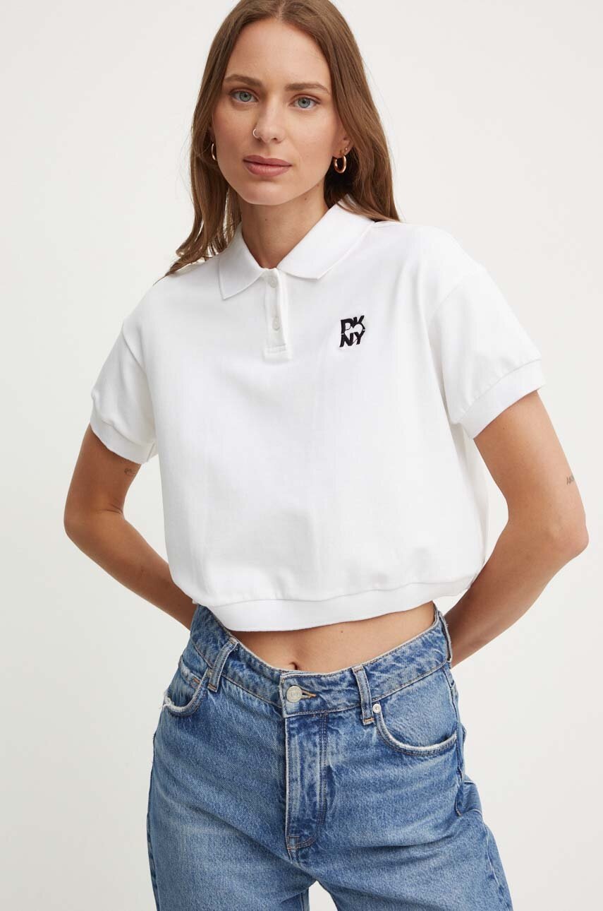 Dkny tricou polo femei, culoarea bej, D2B4A108