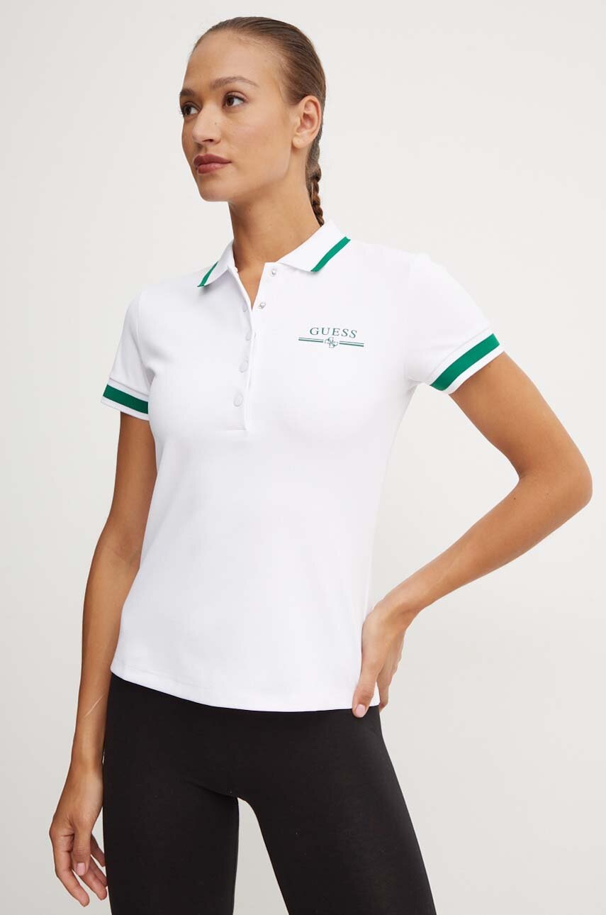

Тениска с яка Guess ARLETH в бяло V4GP26 KBXQ2, Бял
