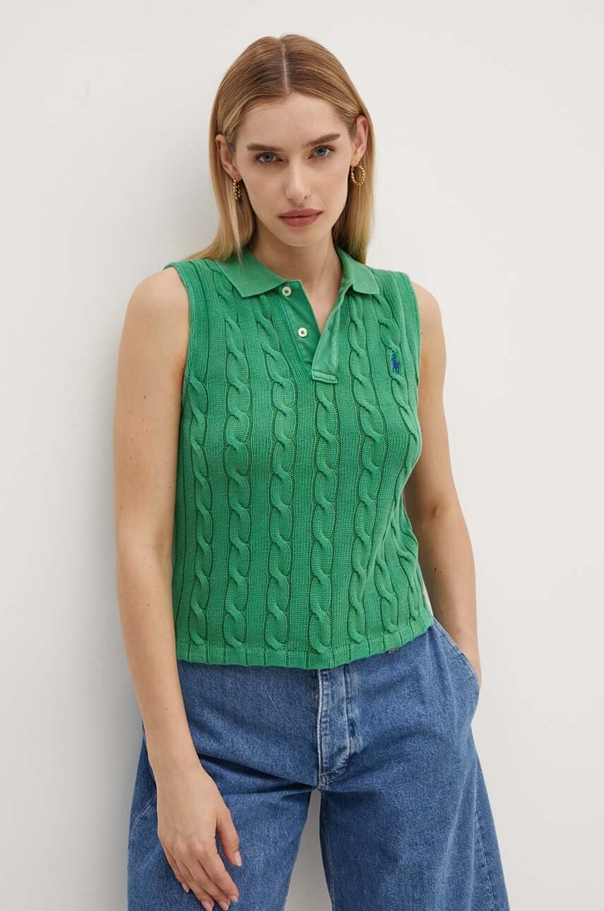 

Памучен елек Polo Ralph Lauren в зелено от лека материя 211943140, Зелен