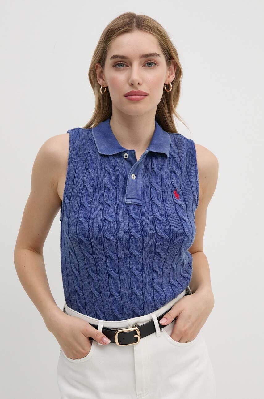 

Памучен елек Polo Ralph Lauren в синьо от лека материя 211943140, Син