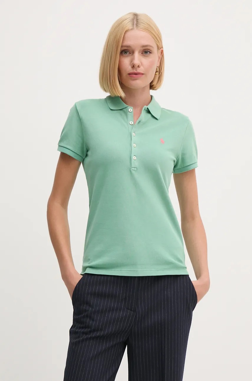 

Памучна тениска с яка Polo Ralph Lauren в зелено 211939271, Зелен