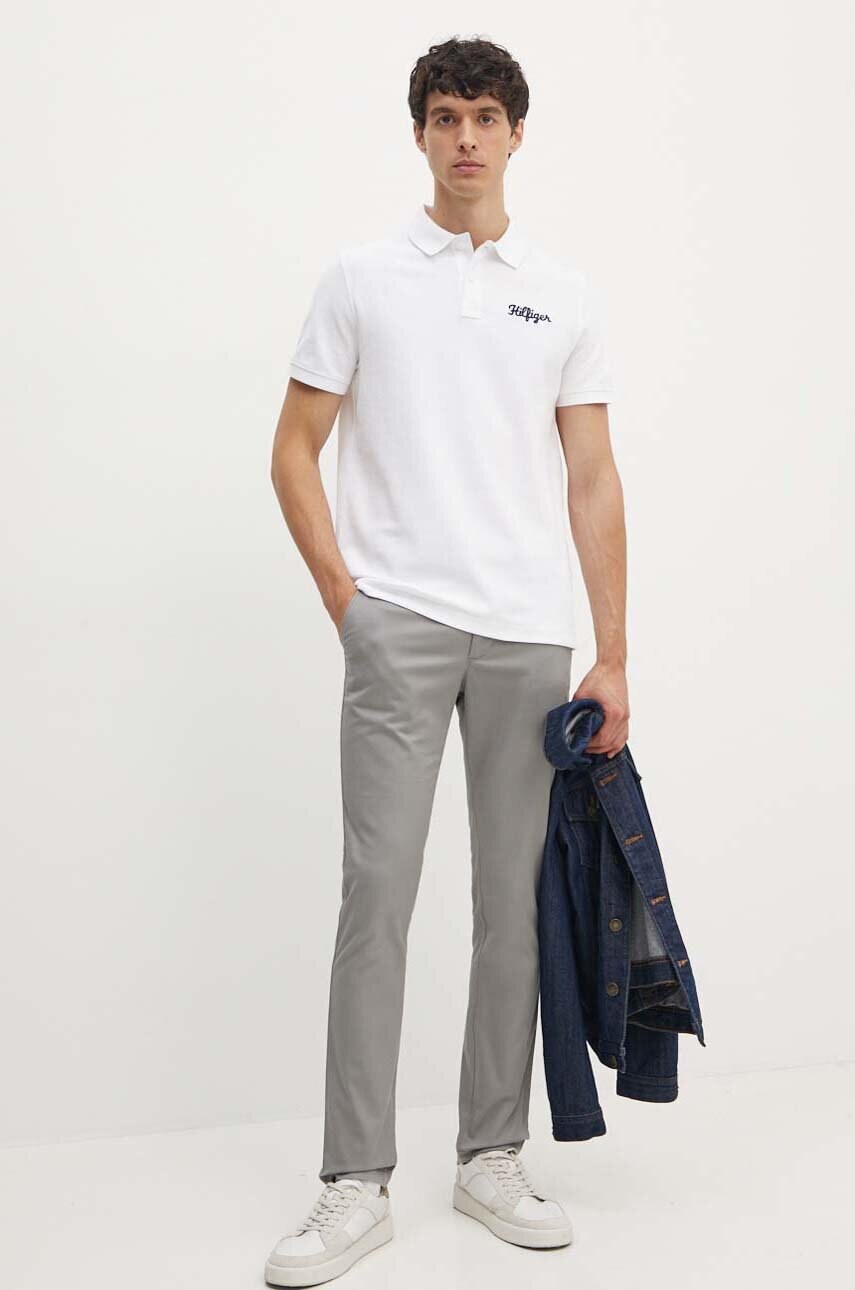 Бавовняне поло Tommy Hilfiger колір білий з аплікацією MW0MW35603