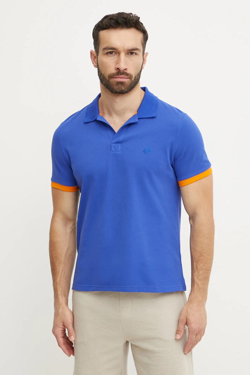 Vilebrequin polo de bumbac PALATIN culoarea albastru marin, neted, PLTAN100