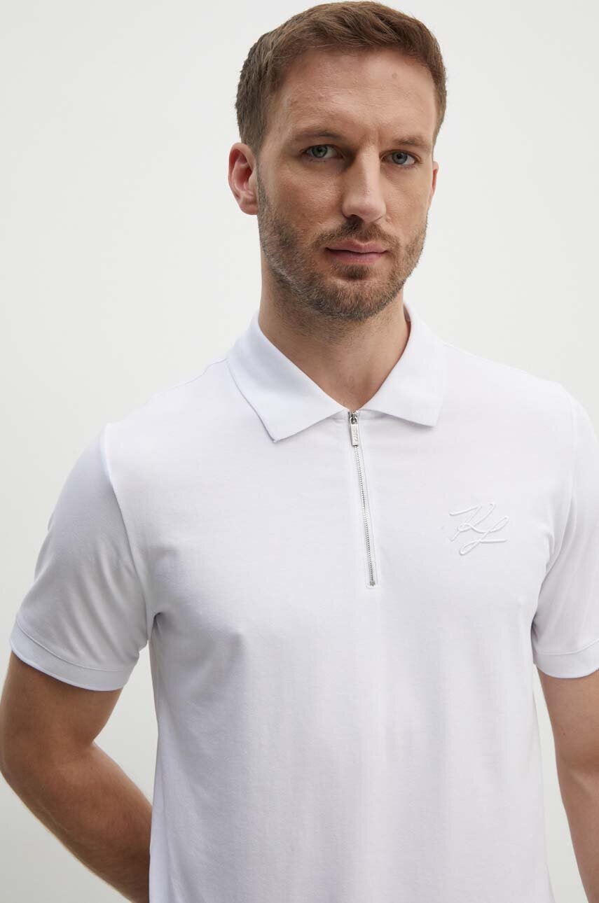 Karl Lagerfeld tricou polo barbati, culoarea alb, neted, 543221.745402