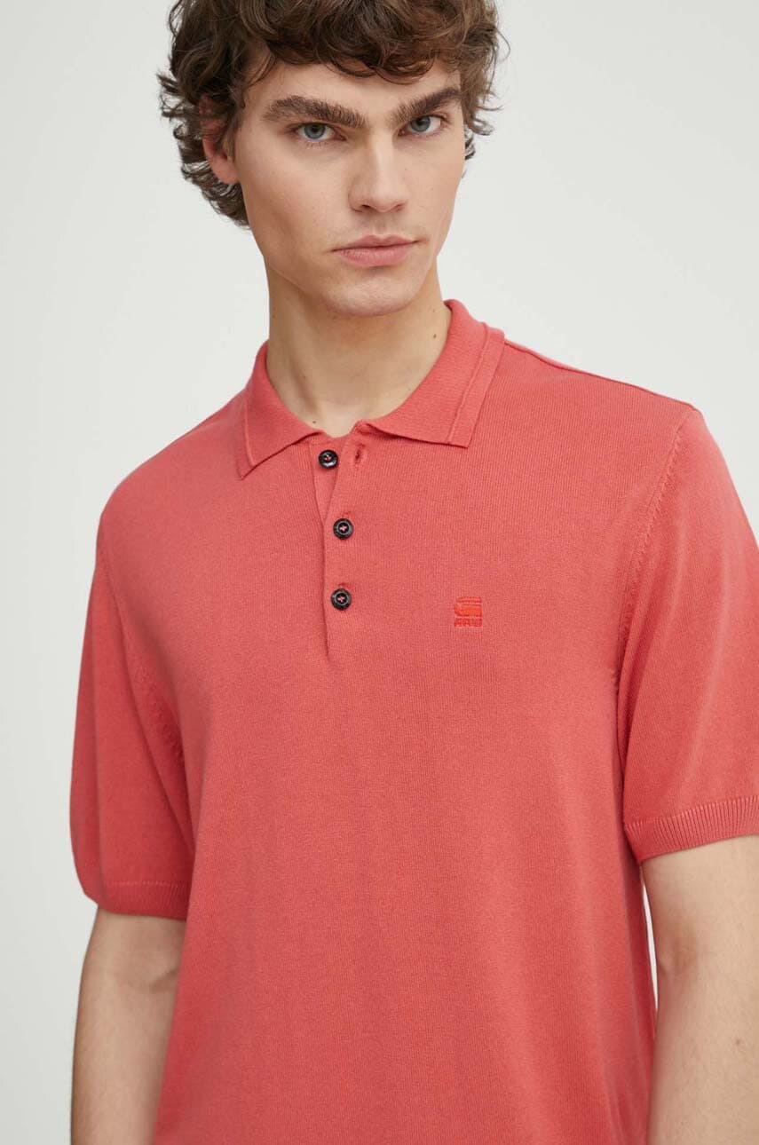 G-Star tricou polo bărbați, culoarea roz, uni, D24663-D618
