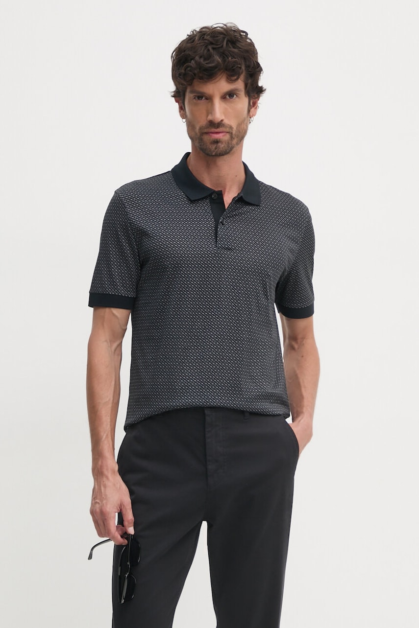 BOSS polo de bumbac culoarea negru, modelator, 50518877