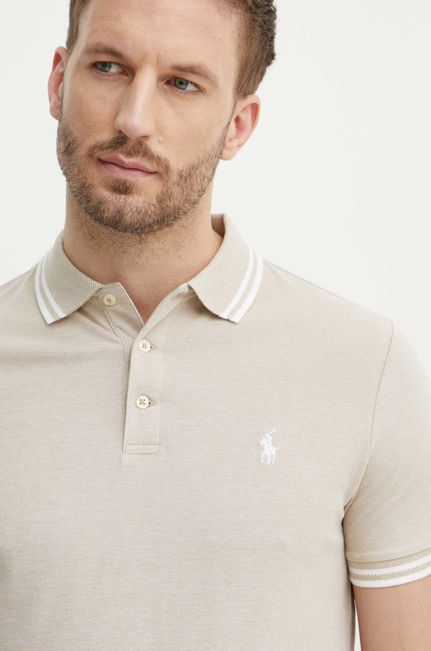 

Тениска с яка Polo Ralph Lauren в бежово с изчистен дизайн 710941492, Бежов