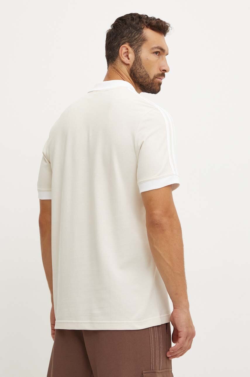 Бавовняне поло adidas Originals Adicolor Classics 3-Stripes колір бежевий з аплікацією IZ3070 