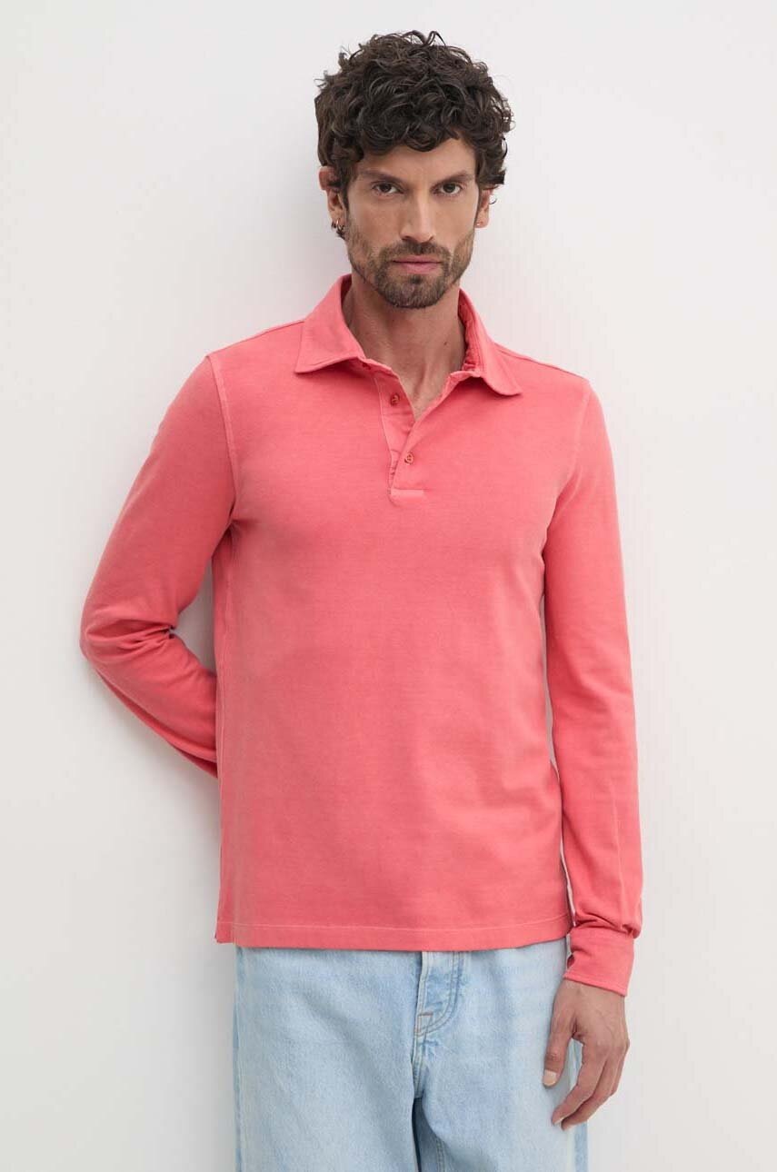 United Colors of Benetton longsleeve barbati, culoarea roz, neted, 3WG9U3026