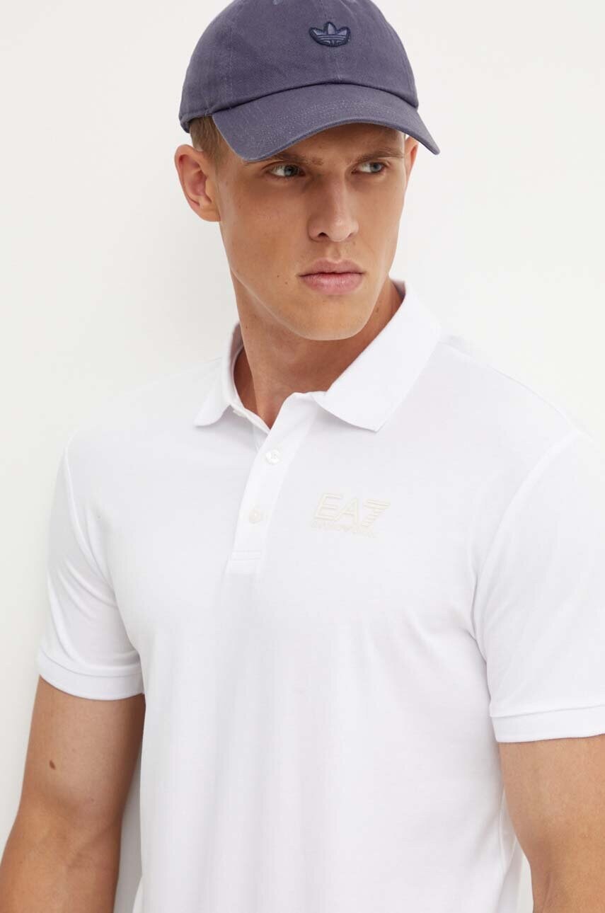EA7 Emporio Armani tricou polo barbati, culoarea alb, cu imprimeu, PJVQZ.6DPF16