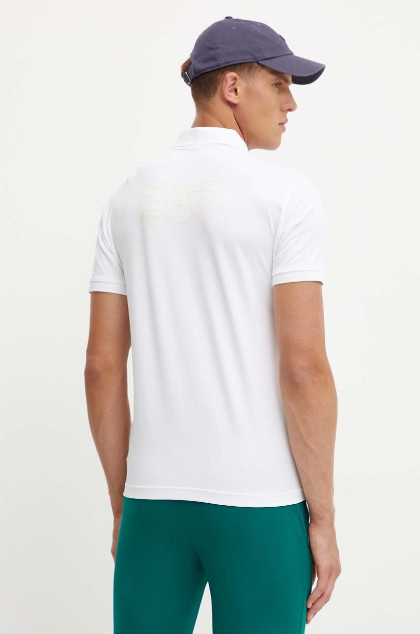 Поло EA7 Emporio Armani чоловіче колір білий з принтом PJVQZ.6DPF16 