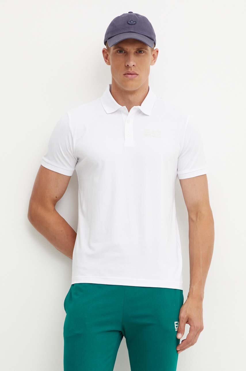 Поло EA7 Emporio Armani чоловіче колір білий з принтом PJVQZ.6DPF16 