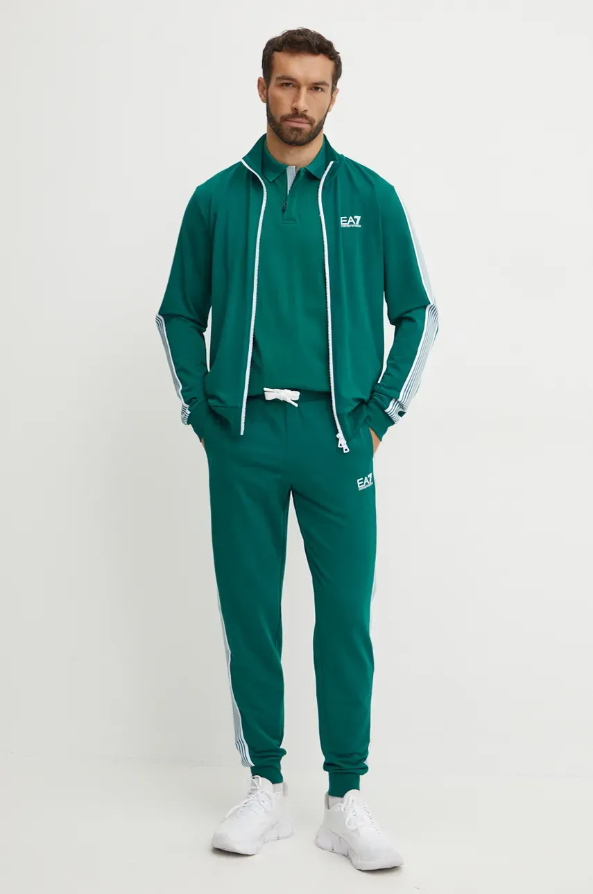 Хлопковое поло EA7 Emporio Armani цвет зелёный однотонное PJOLZ.6DPF09 Хлопковое поло EA7 Emporio Armani цвет зелёный однотонное PJOLZ.6DPF09