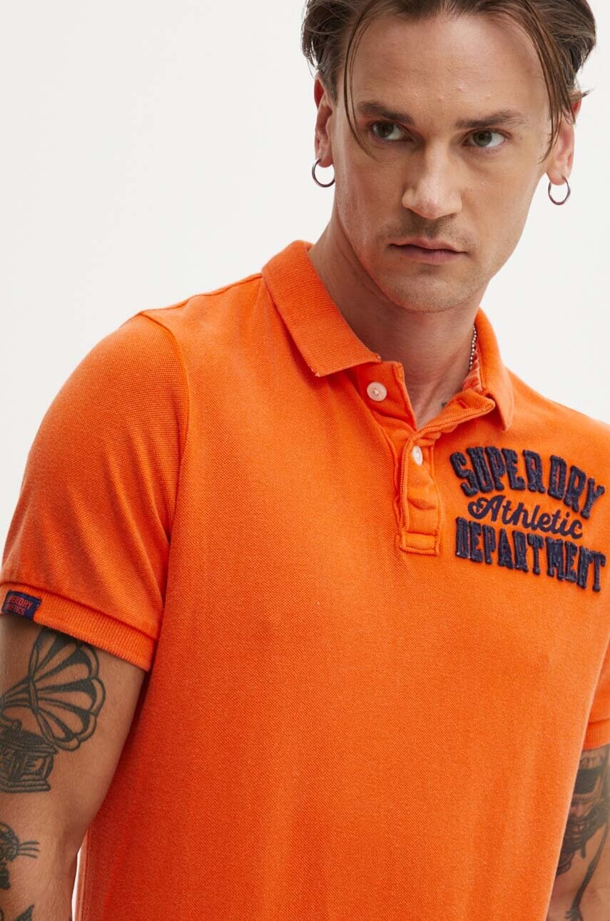 Superdry polo de bumbac culoarea portocaliu, cu imprimeu, M1110396A-TSW